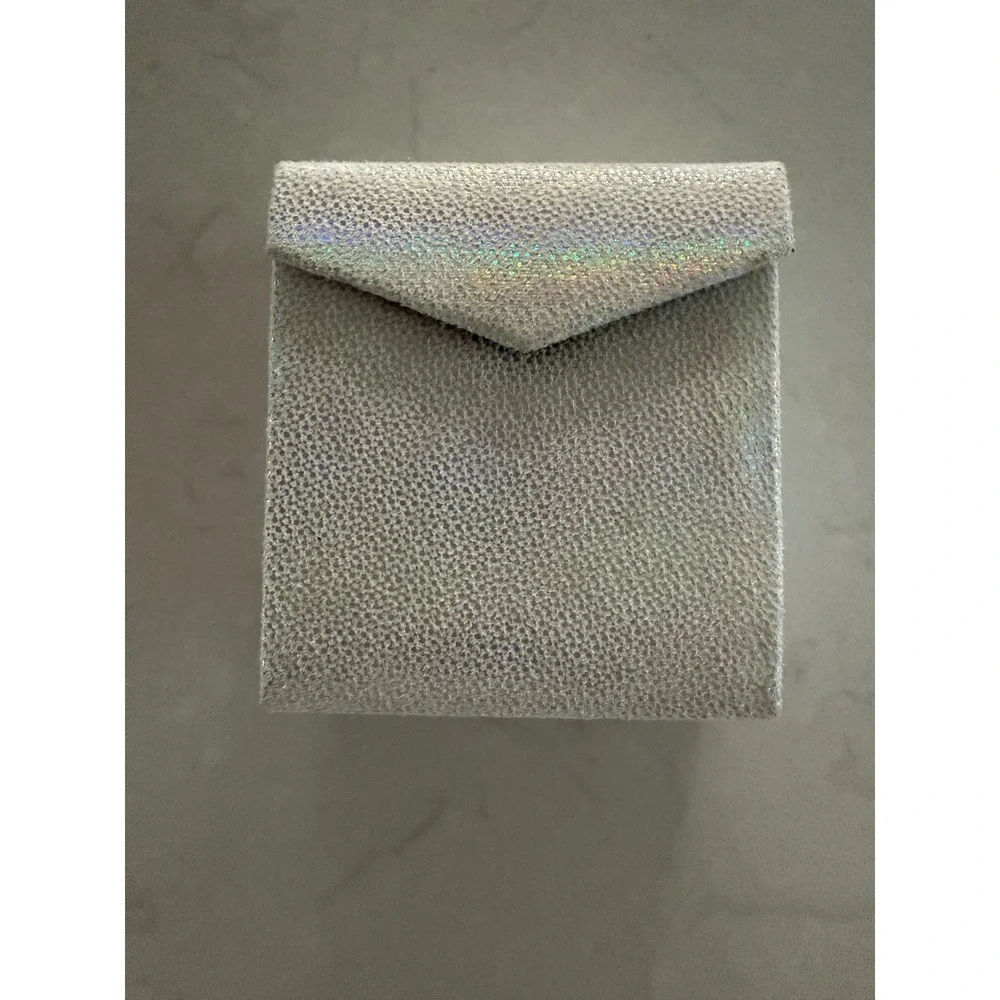 Nordstrom Silver Holographic Travel Jewelry‎ Organizer Box Grey Velvet Interior